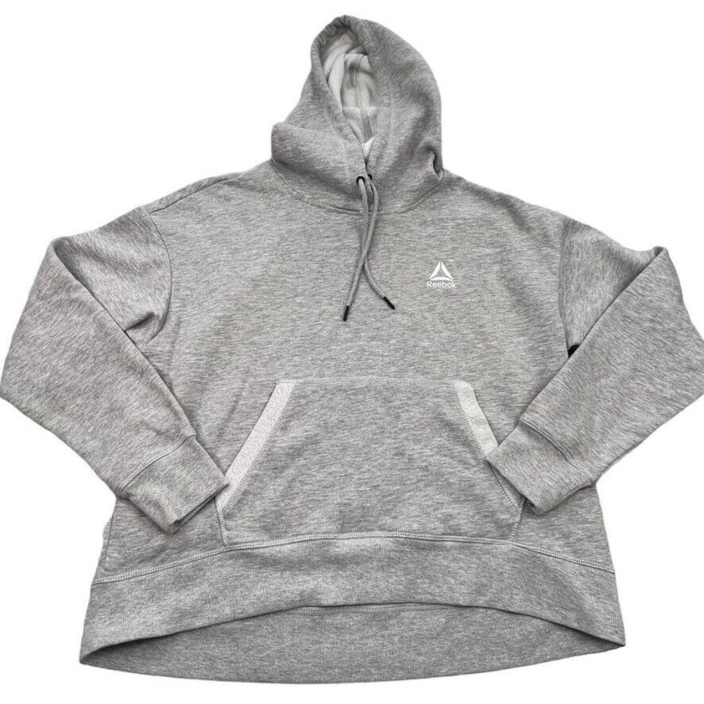 Reebok RBX Renew Womens Cropped Hoodie Sweatshirt Size Large Gray Relaxed‎